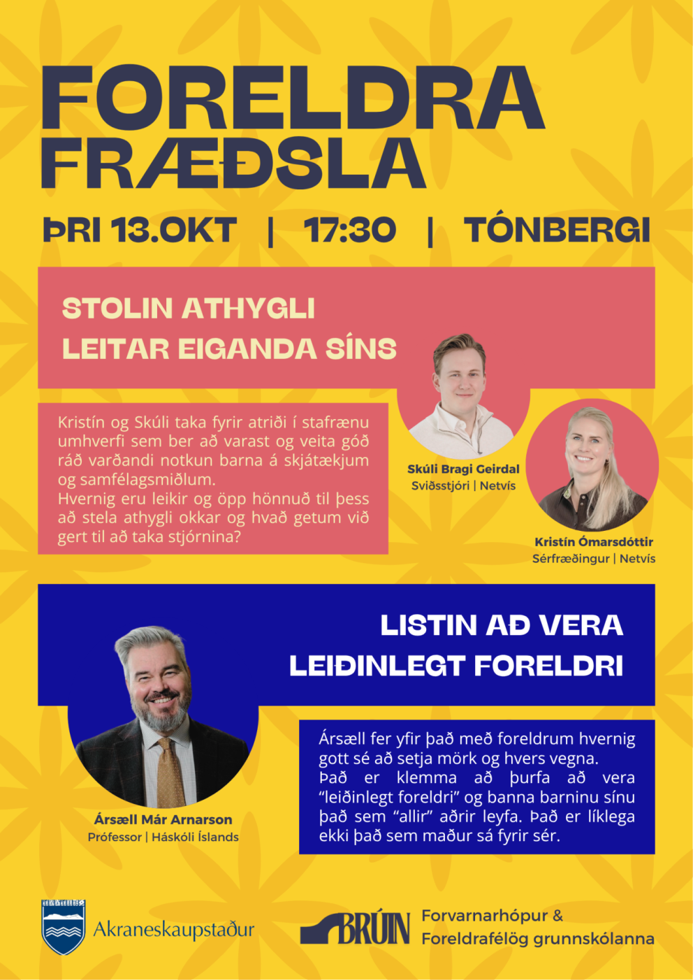 Foreldrafræðsla í Tónbergi